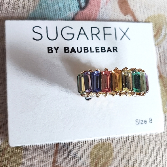 SUGARFIX by BAUBLEBAR Vibrant Pastel Gold Tone Eternity Band Size 8 Ring NEW NOC - Picture 7 of 11